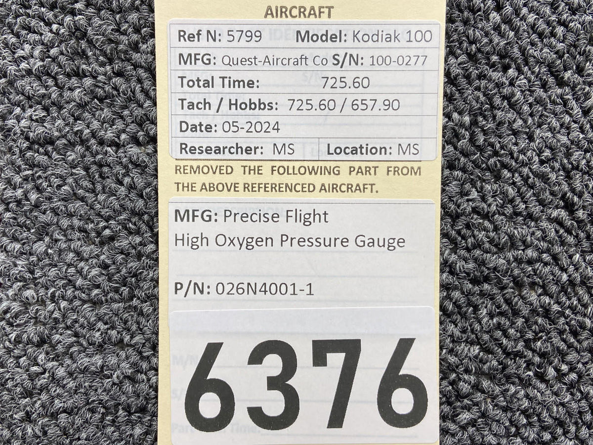 Precise Flight 026N4001-1 Precise Flight High Oxygen Pressure Gauge