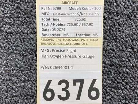 Precise Flight 026N4001-1 Precise Flight High Oxygen Pressure Gauge