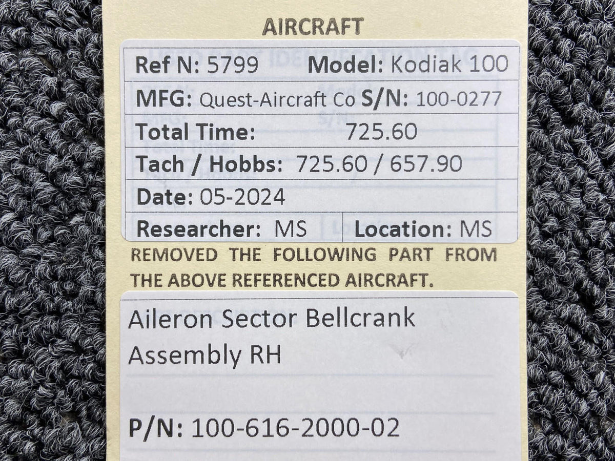 Kodiak 100-616-2000-02 Kodiak 100 Aileron Sector Bellcrank Assembly RH