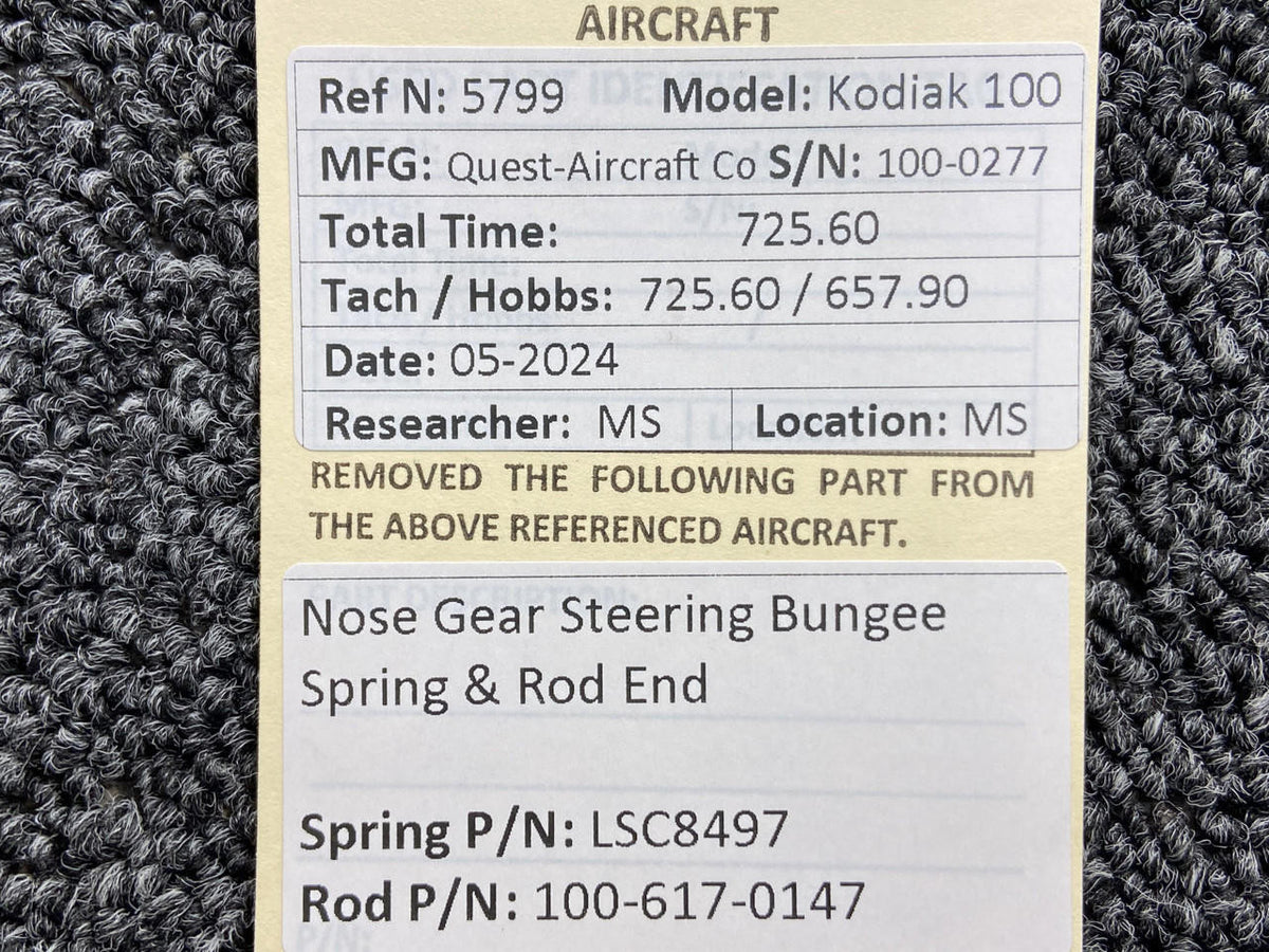 Kodiak LSC8497, 100-617-0147 Kodiak 100 Nose Gear Steering Bungee Spring & Rod End