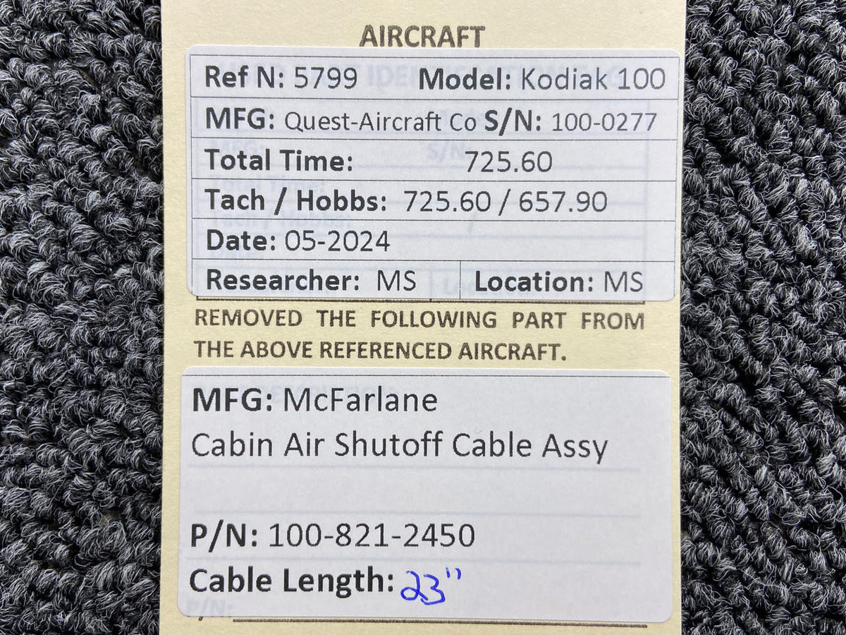 McFarlane 100-821-2450 McFarlane Cabin Air Shutoff Cable Assembly (Length: 23”)