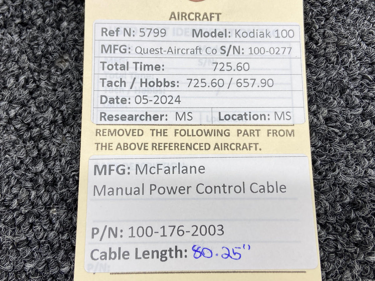 McFarlane 100-176-2003 McFarlane Manual Power Control Cable (Length: 80.25”)