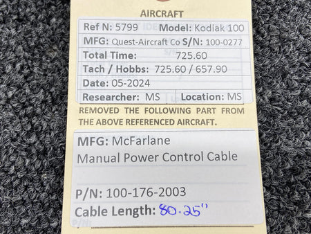 McFarlane 100-176-2003 McFarlane Manual Power Control Cable (Length: 80.25”)
