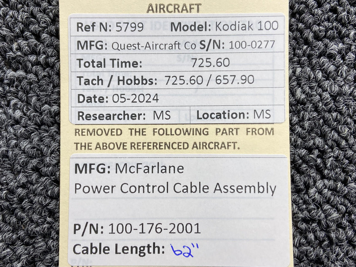 McFarlane 100-176-2001 McFarlane Power Control Cable Assembly (Length: 62”)