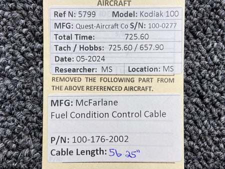 McFarlane 100-176-2002 McFarlane Fuel Condition Control Cable (Length: 56.25”)