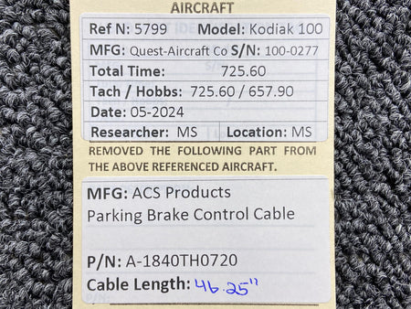 ACS Products  A-1840TH0720 ACS Products Parking Brake Control Cable (Length: 46.25”)