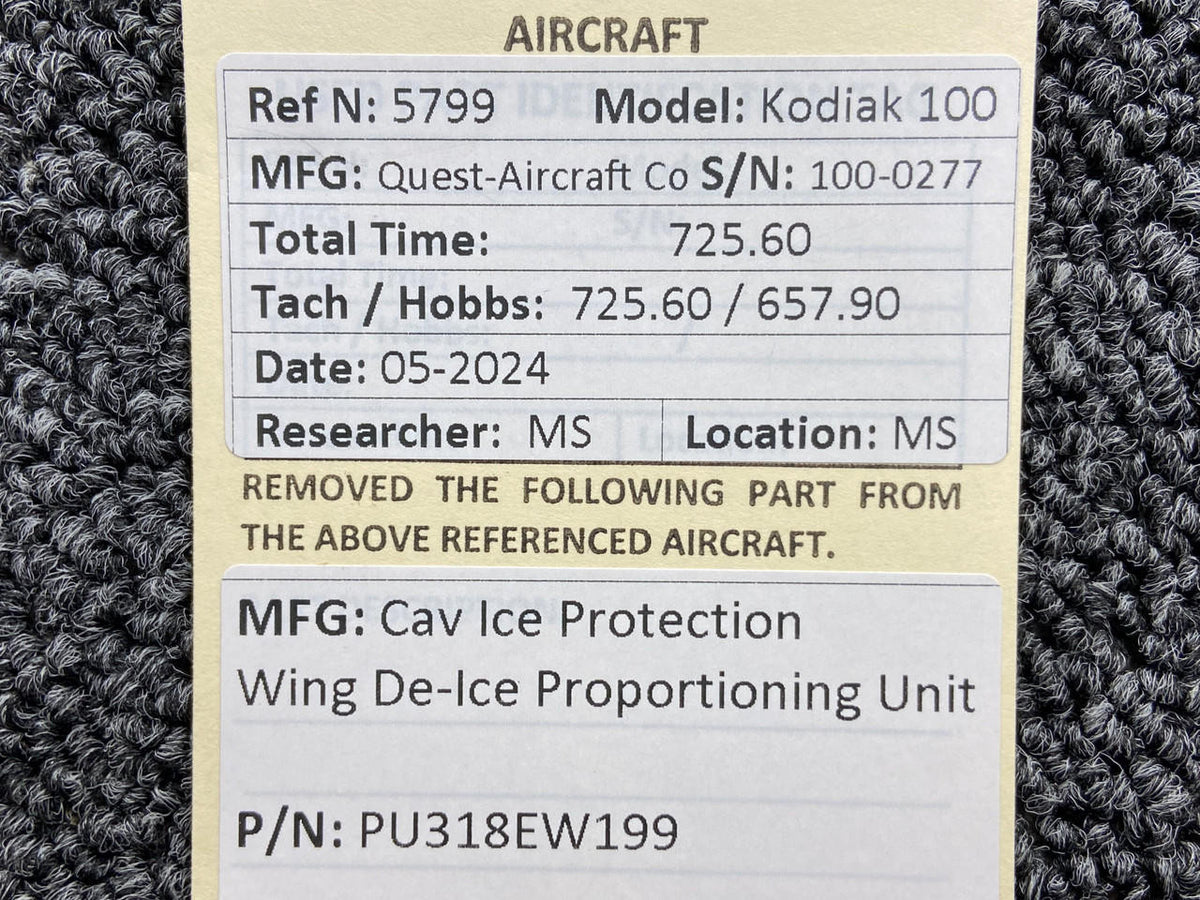 Cav Ice Protection LTD PU318EW199 Cav Ice Protection Wing De-Ice Proportioning Unit