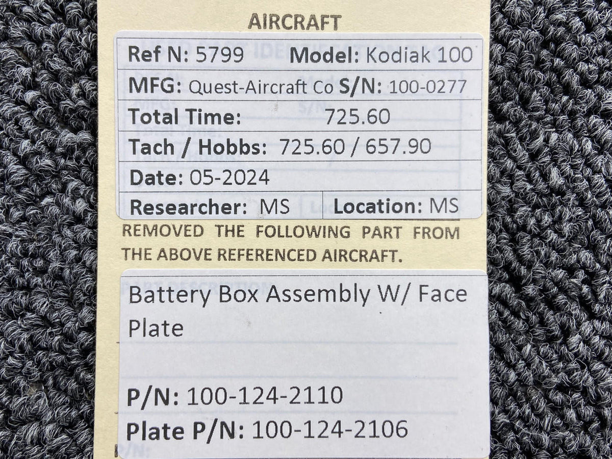 Kodiak 100-124-2110, 100-124-2106 Kodiak 100 Battery Box Assy w Face Plate
