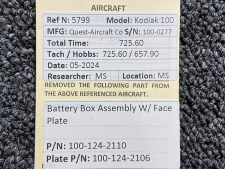 Kodiak 100-124-2110, 100-124-2106 Kodiak 100 Battery Box Assy w Face Plate
