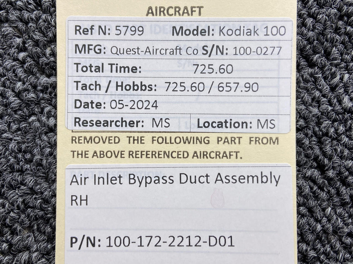 Kodiak 100-172-2212-D01 Kodiak 100 Air Inlet Bypass Duct Assembly RH