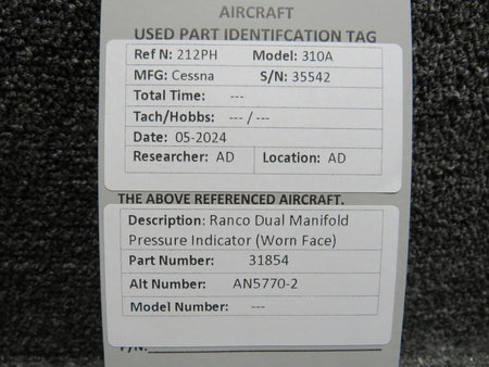 Ranco 31854 (Alt: AN5770-2) Ranco Dual Manifold Pressure Indicator (Worn Face)