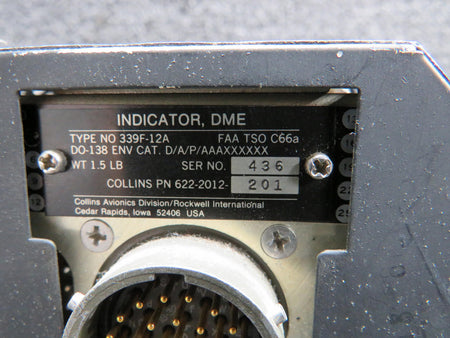 Collins 622-2012-201 Collins 339F-12A DME Indicator with Mods
