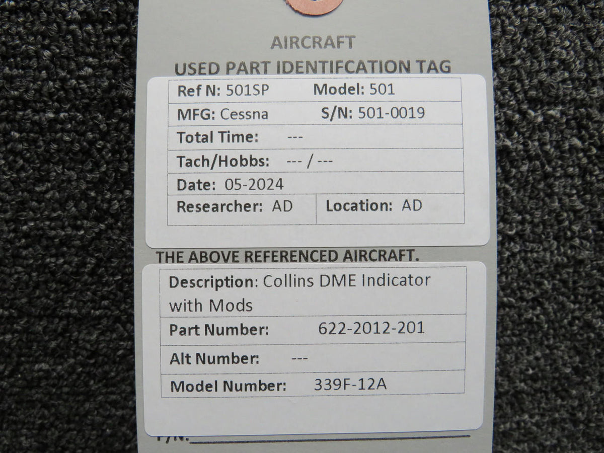 Collins 622-2012-201 Collins 339F-12A DME Indicator with Mods