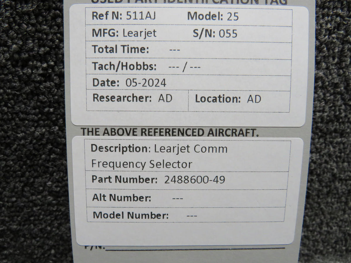 Learjet 2488600-49 Learjet Comm Frequency Selector