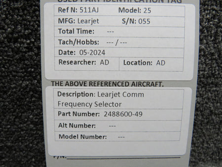 Learjet 2488600-49 Learjet Comm Frequency Selector