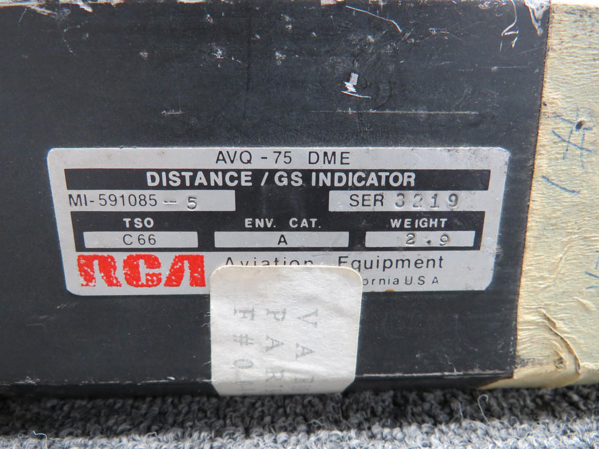 RCA MI-591085-5 RCA AVQ-75 DME Distance- GS Indicator