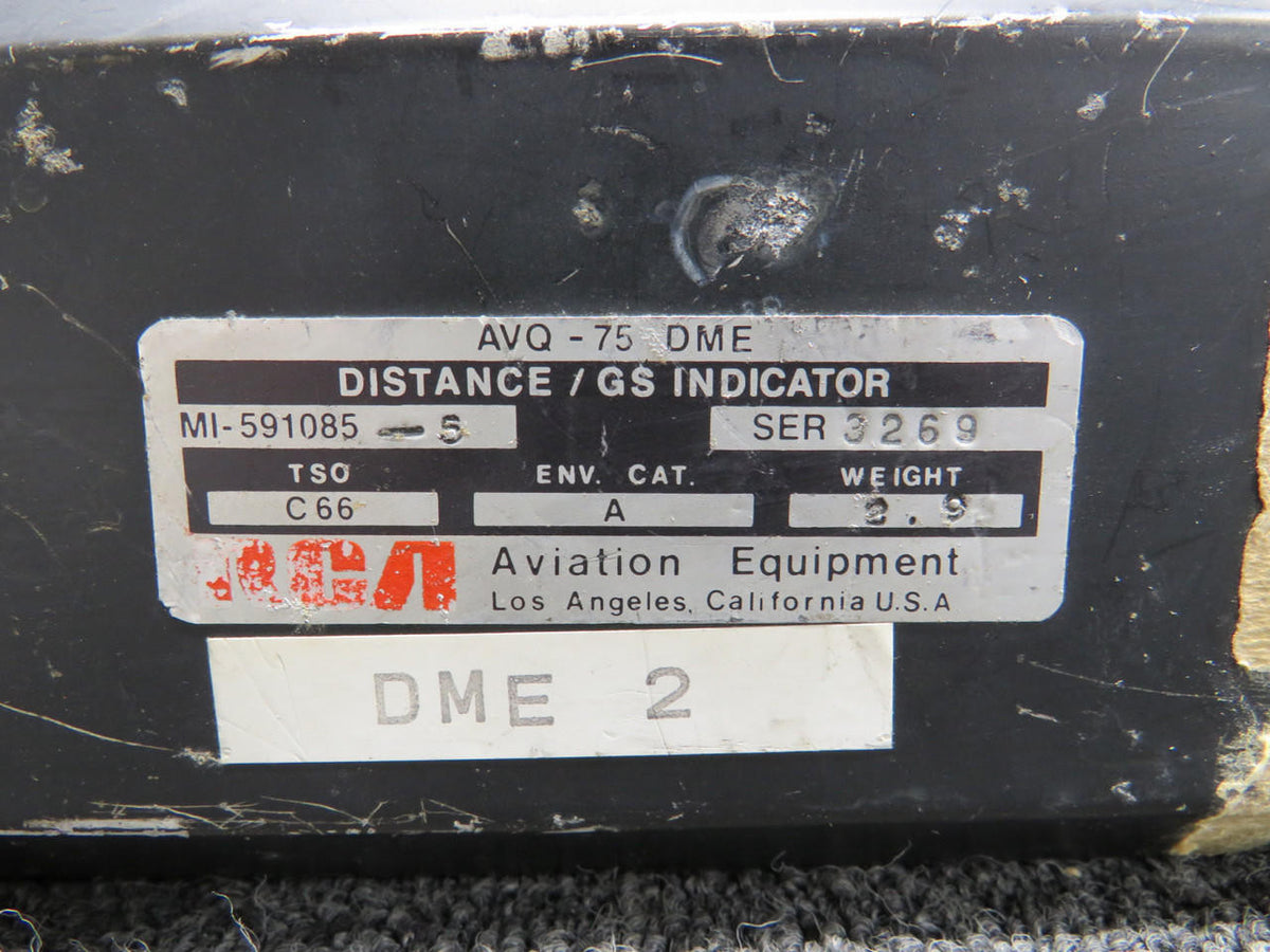 RCA MI-591085-5 RCA AVQ-75 DME Distance- GS Indicator (Modified Mount)