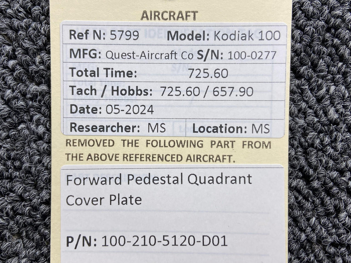 Kodiak 100-210-5120-D01 Kodiak 100 Forward Pedestal Quadrant Cover Plate