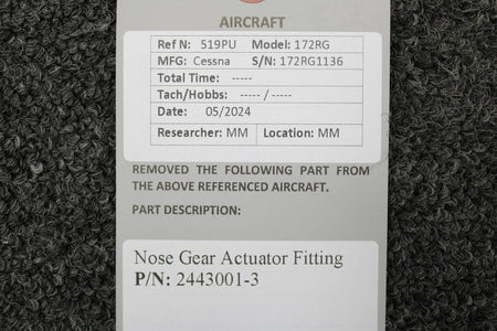 Cessna Aircraft Parts 2443001-3 Cessna 172RG Nose Gear Actuator Fitting