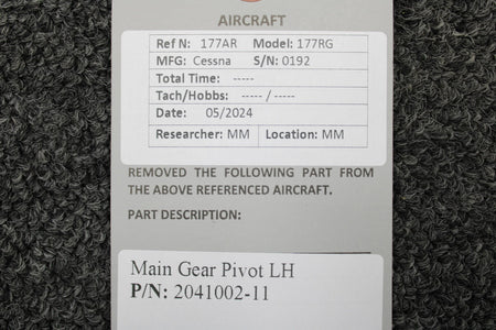 Cessna Aircraft Parts 2041002-11 Cessna 177RG Main Gear Pivot LH