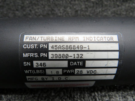 Intercontinental 39800-132 Intercontinental Fan Speed Indicator w Mods (0-110% RPM) (Volts: 28)