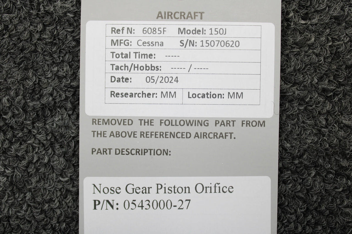 Cessna Aircraft Parts 0543000-27 Cessna 150J Nose Gear Piston Orifice