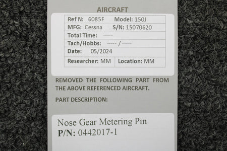 Cessna Aircraft Parts 0442017-1 Cessna 150J Nose Gear Metering Pin