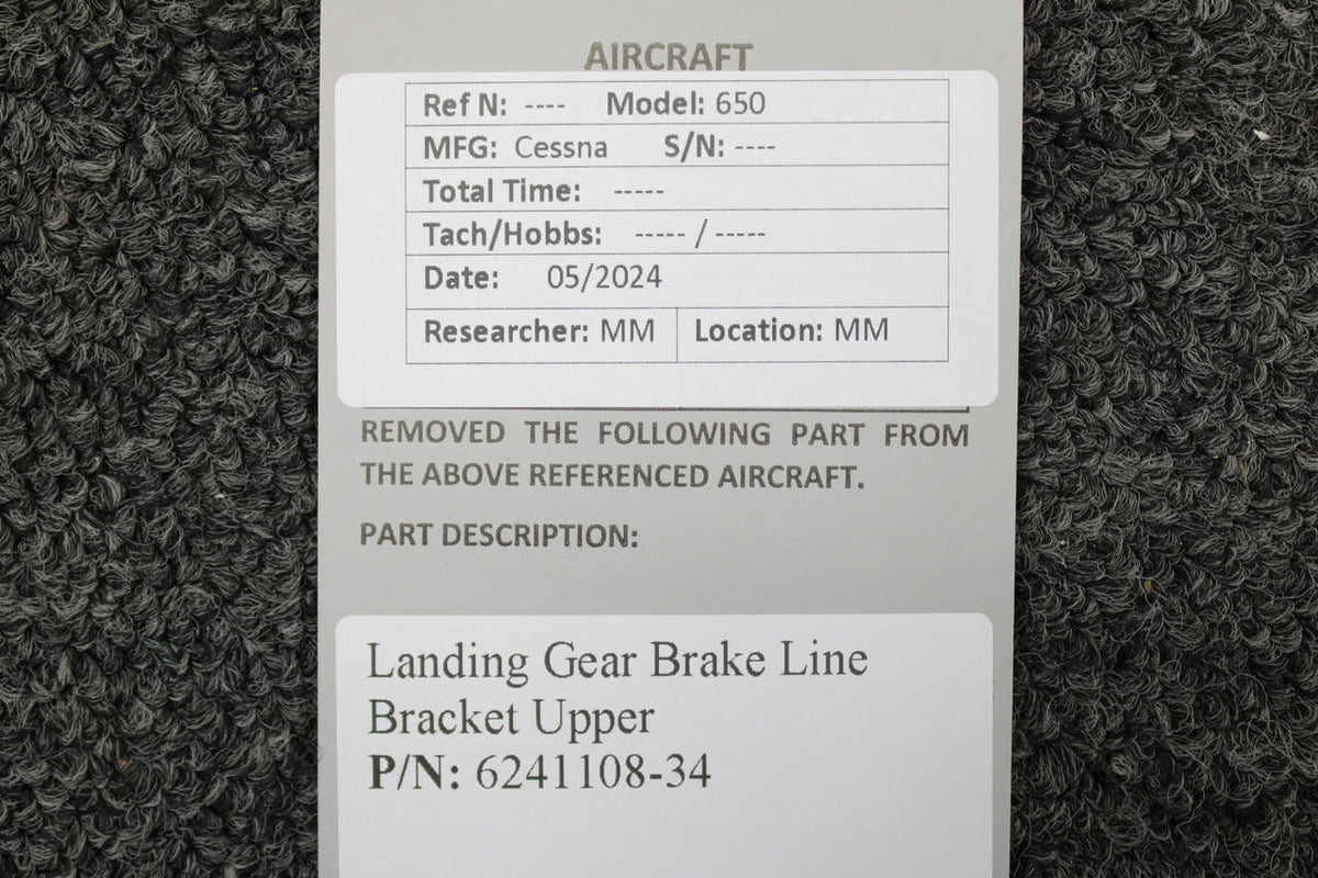 Cessna Aircraft Parts 6241108-34 Cessna 650 Landing Gear Brake Line Bracket Upper