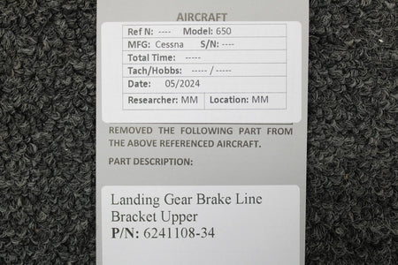 Cessna Aircraft Parts 6241108-34 Cessna 650 Landing Gear Brake Line Bracket Upper