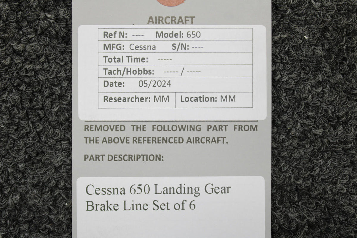 Cessna Aircraft Parts Cessna 650 Landing Gear Brake Line Set of 6