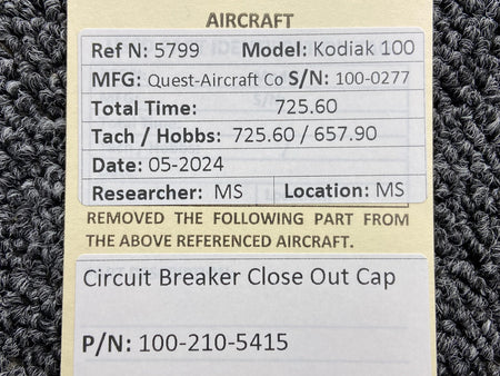 Kodiak 100-210-5415 Kodiak 100 Circuit Breaker Close Out Cap