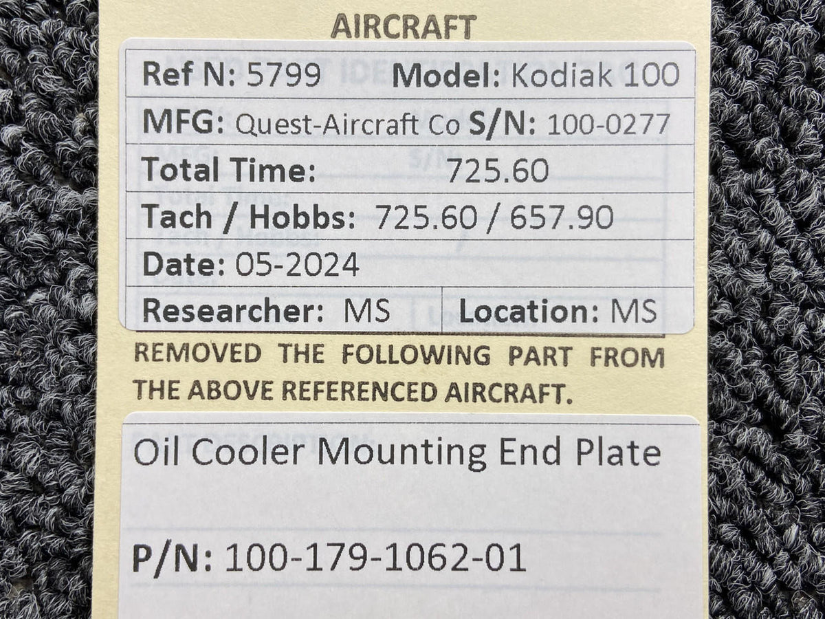 Kodiak 100-179-1062-01 Kodiak 100 Oil Cooler Mounting End Plate