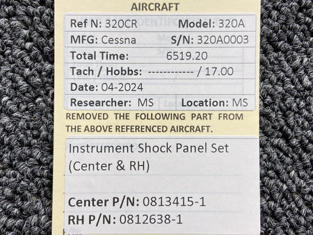 Cessna Aircraft Parts 0813415-1, 0812638-1 Cessna 320A Instrument Shock Panel Set (Center & RH)