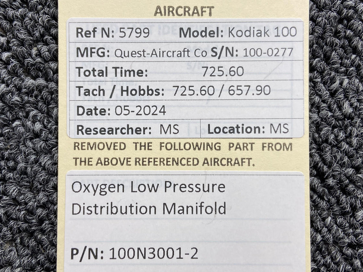 Kodiak 100N3001-2 Kodiak 100 Oxygen Low Pressure Distribution Manifold