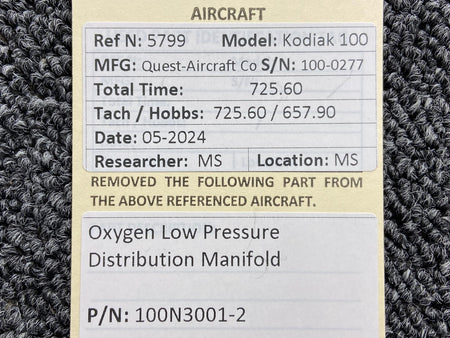 Kodiak 100N3001-2 Kodiak 100 Oxygen Low Pressure Distribution Manifold