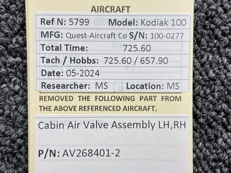 Kodiak AV268401-2 Kodiak 100 Cabin Air Valve Assembly LH, RH