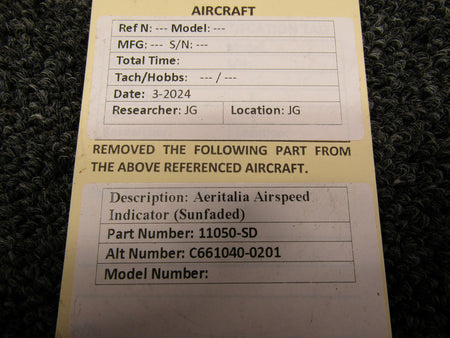Aeritalia 11050-SD (Alt: C661040-0201) Aeritalia Airspeed Indicator (Sunfaded)