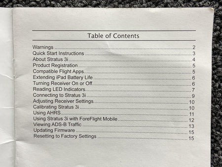 Stratus 3I Pilots Guide Booklet