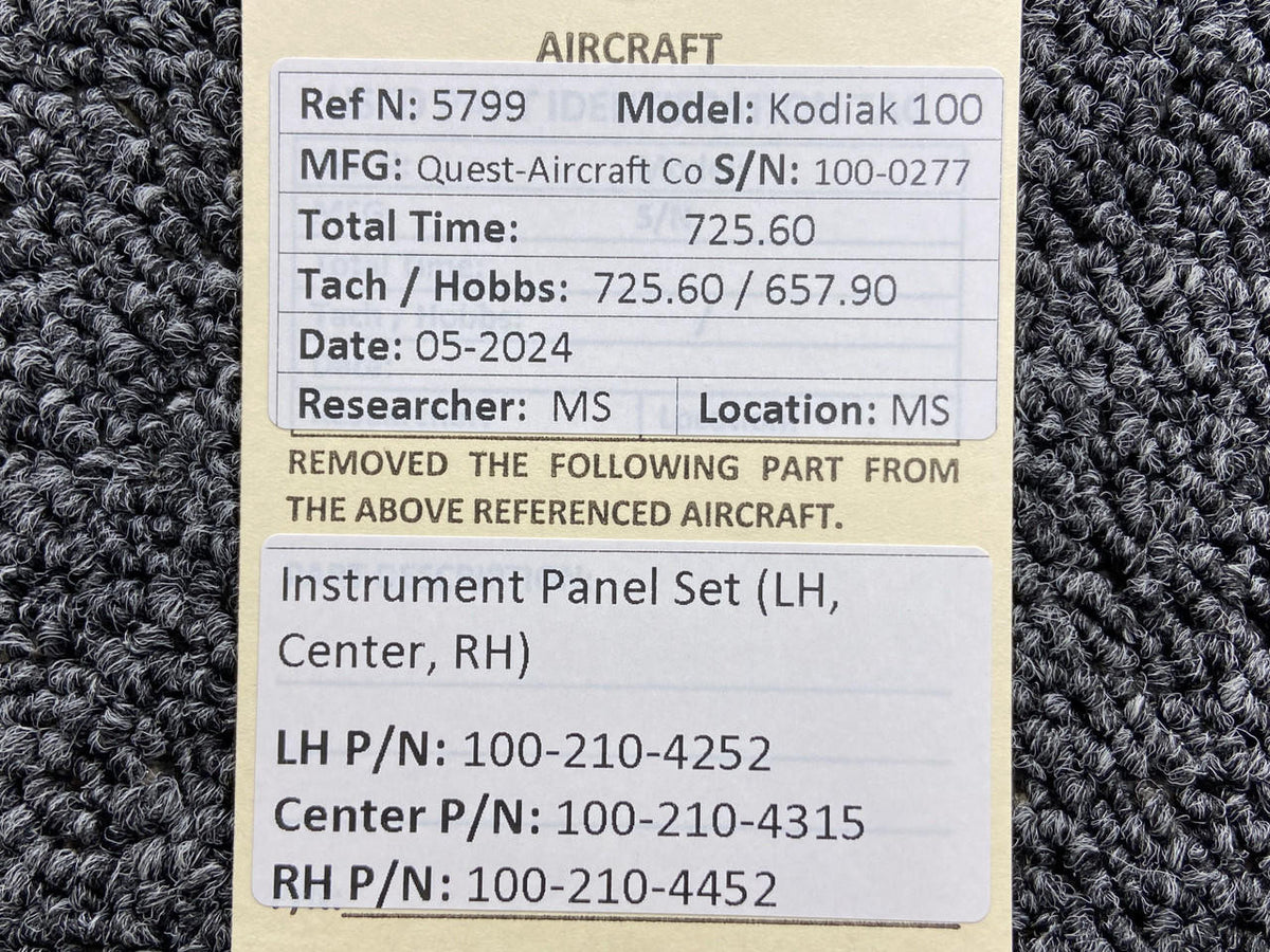 Kodiak 100-210-4252, 100-210-4315 Kodiak 100 Instrument Panel Set (LH, Center, RH)