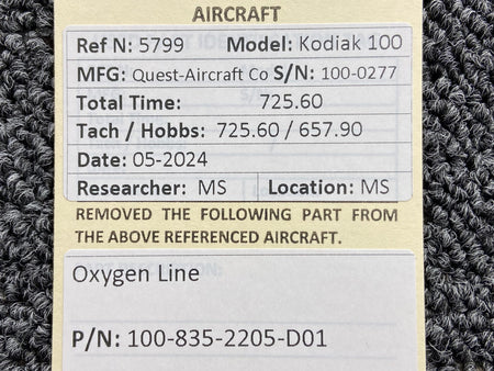 Kodiak 100-835-2205-D01 Kodiak 100 Oxygen Line