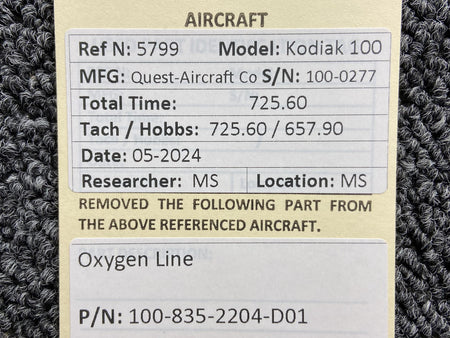 Kodiak 100-835-2204-D01 Kodiak 100 Oxygen Line