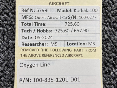 Kodiak 100-835-1201-D01 Kodiak 100 Oxygen Line