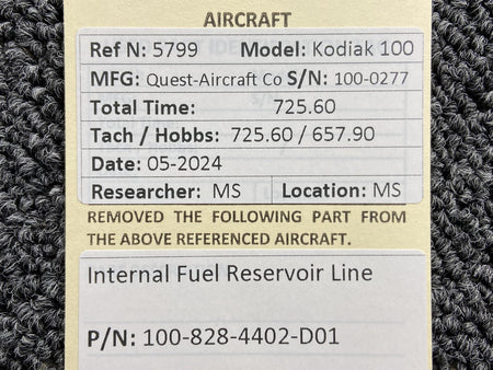 Kodiak 100-828-4402-D01 Kodiak 100 Internal Fuel Reservoir Line