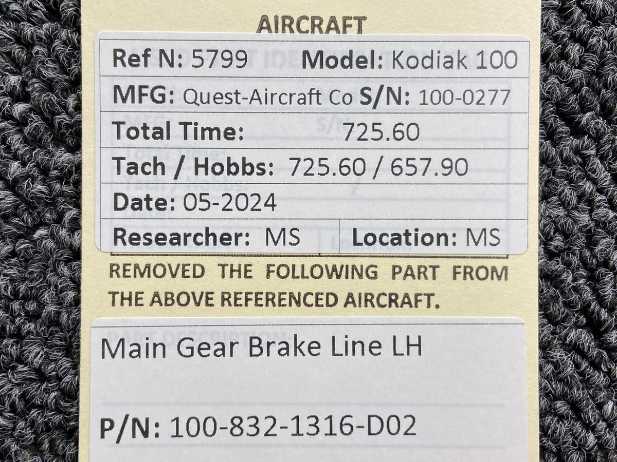Kodiak 100-832-1316-D02 Kodiak 100 Main Gear Brake Line LH