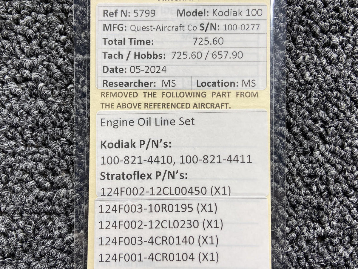 Kodiak 100 Engine Oil Line Set
