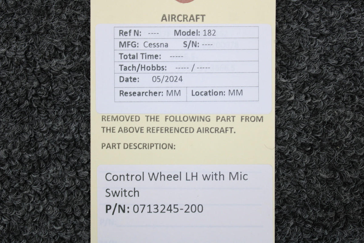 Cessna Aircraft Parts 0713245-200 Cessna 182 Control Wheel LH with Mic Switch
