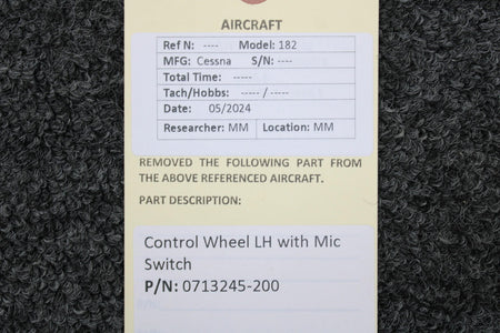 Cessna Aircraft Parts 0713245-200 Cessna 182 Control Wheel LH with Mic Switch