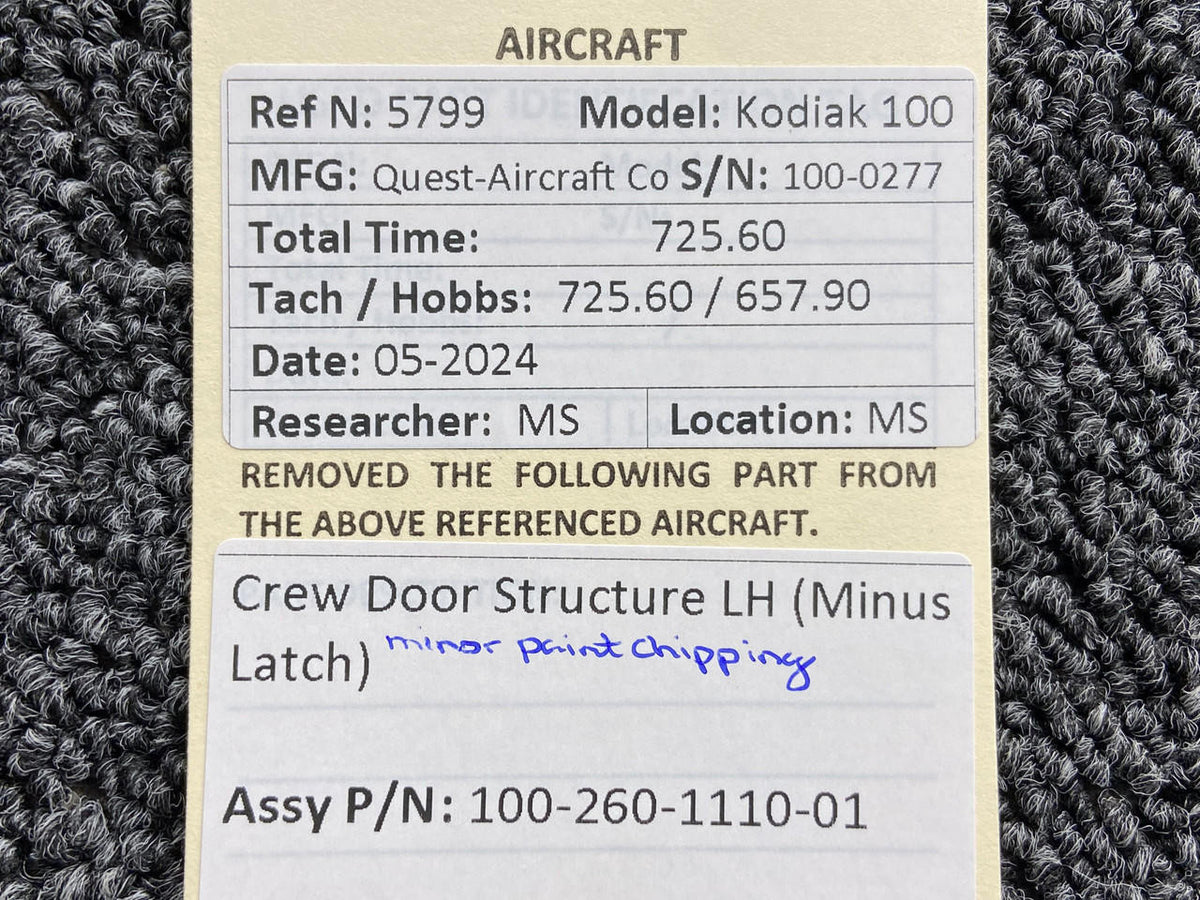 Kodiak 100-260-1110-01 Kodiak 100 Crew Door Structure LH (Minus Latch)