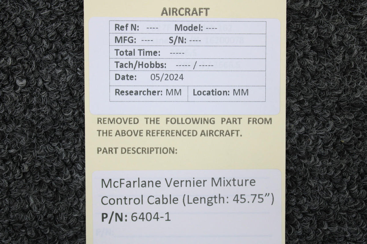 McFarlane 6404-1 McFarlane Vernier Mixture Control Cable (Length: 45.75”)