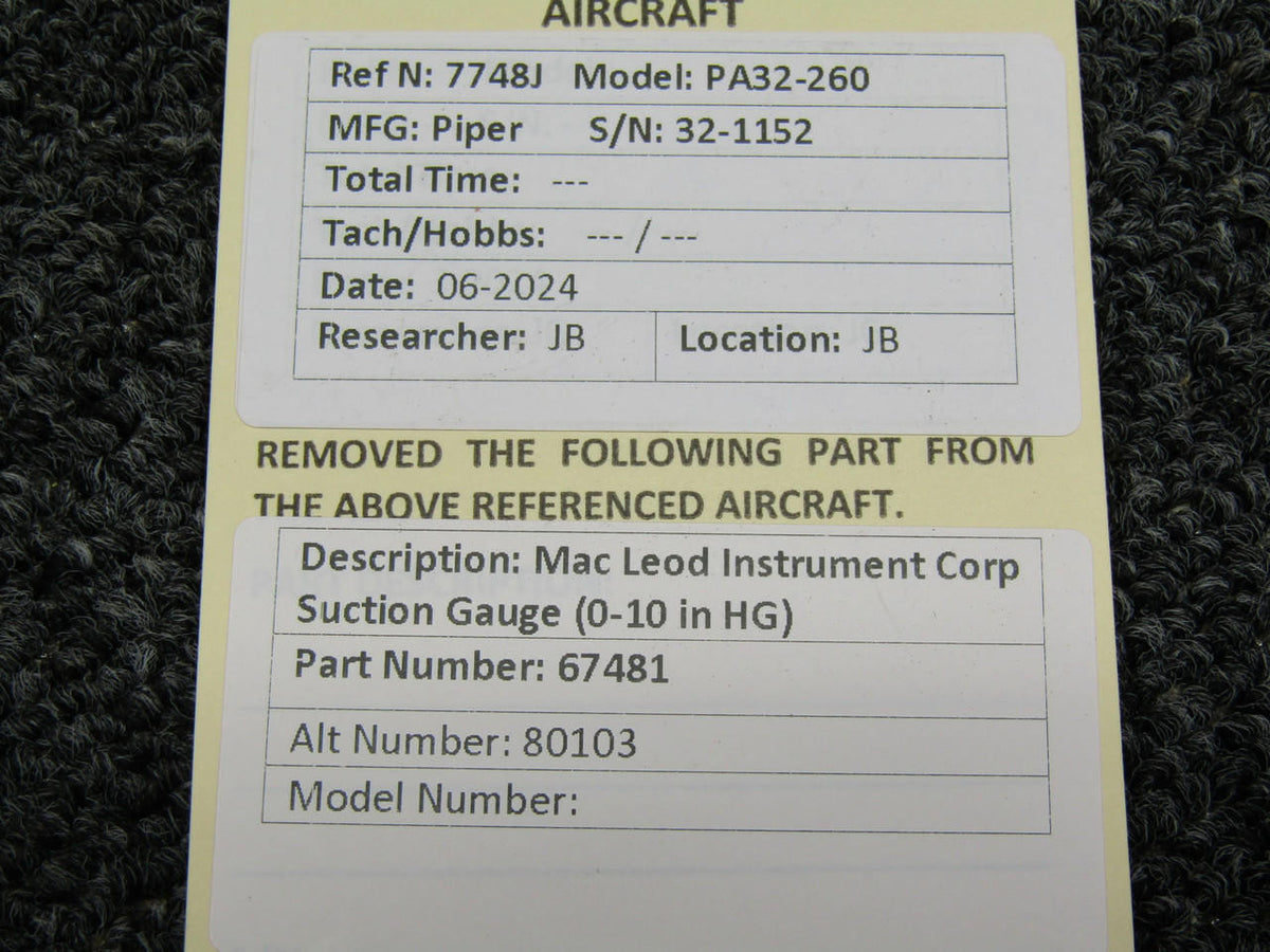 MacLeod 67481 (Alt: 80103) Mac Leod Suction Indicator